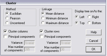 cluster dialog